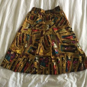 Hermès silk card pattern skirt - size 38 (0-2)